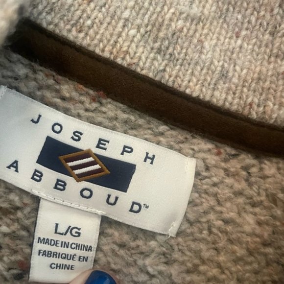 Joseph Abboud Wool Blend Oatmeal Grey Sweater - Picture 4 of 8